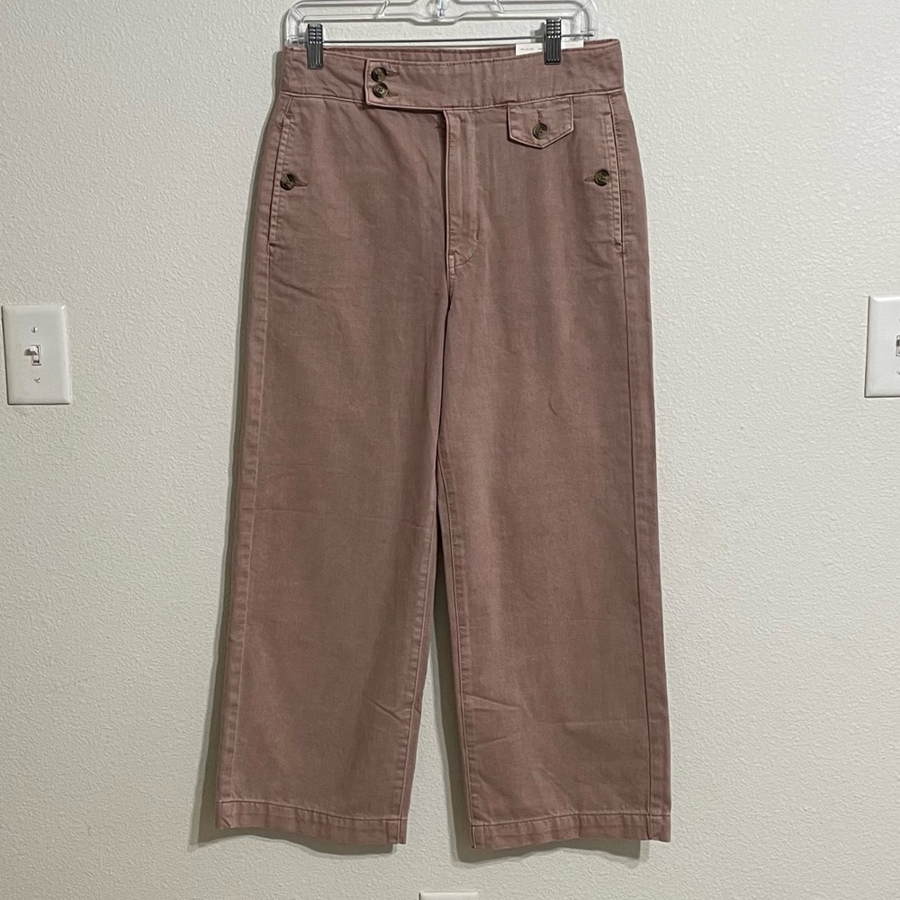 American Eagle Blush Pink Wide Leg Crop Jeans, Size 6 Long